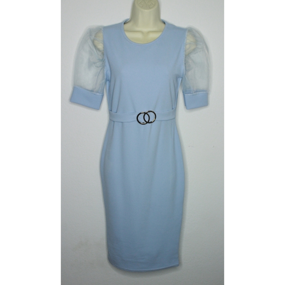 Mesh Shoulder Midi Dress